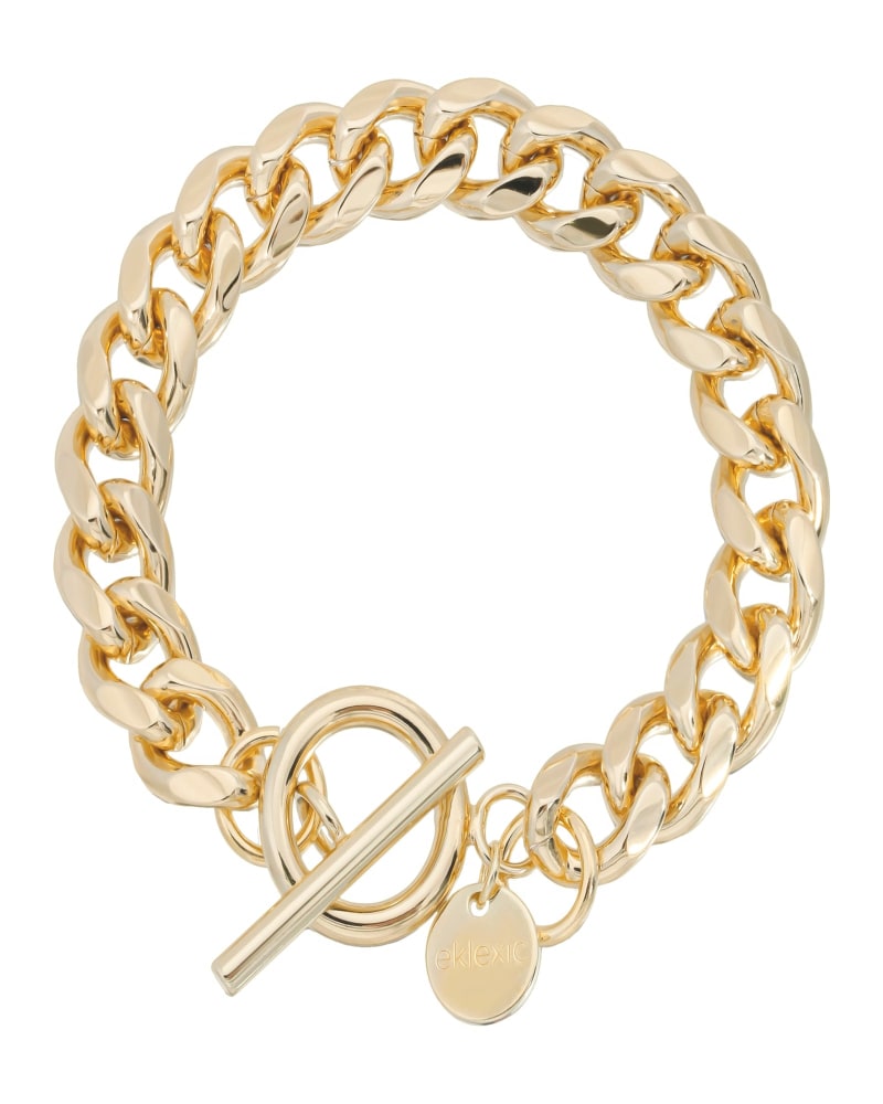 Front of a size 7" Kris Bracelet 7" Gold in Gold by Eklexic. | dia_product_style_image_id:282553